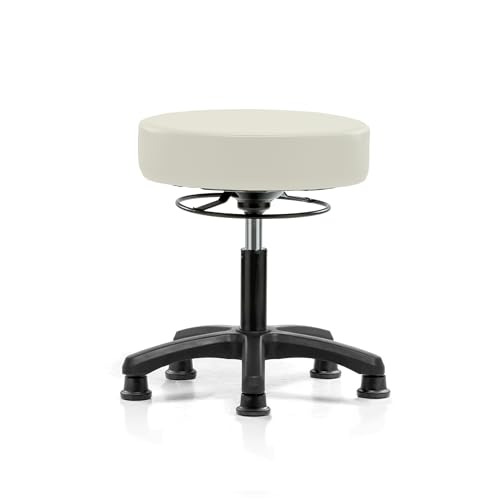 Image of Perch Stationary Life Height Adjustable Stool | Desk Height 18-23 inch | Off-White Vinyl