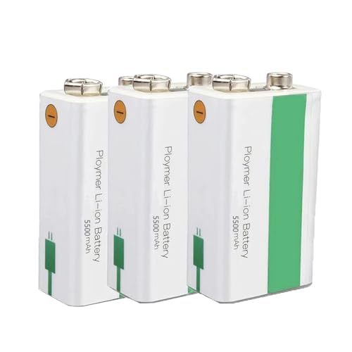 SSCYHT 9V 5500mAh Rechargeable Lithium Battery Pack 9 Volt 5.5Ah Li-ion Battery for Alarms/Wireless Microphones/Smoke Detectors/Toys & More Devices,3pcs 9v5500mah