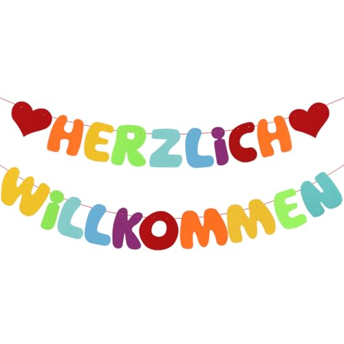 Herzlich Willkommen Girlande Banner Willkommensdekoration für Rückkehr Familienfeiern Einzug Schule und Saisonpartys