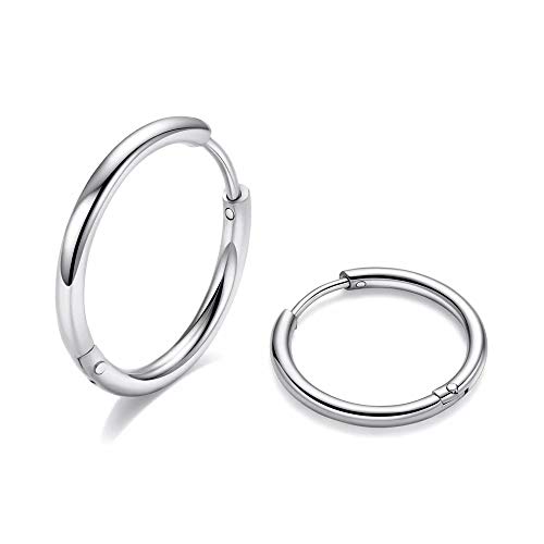 Image of Huggie Hoop Earrings for Women Men - 316L Surgical Stainless Steel 6mm 8mm 10mm Mens Ear Hugging Hoop Earrings for Cartilage Gold Black 20G 18G Hypoallergenic Second Hole Sleeper Hoop Earrings