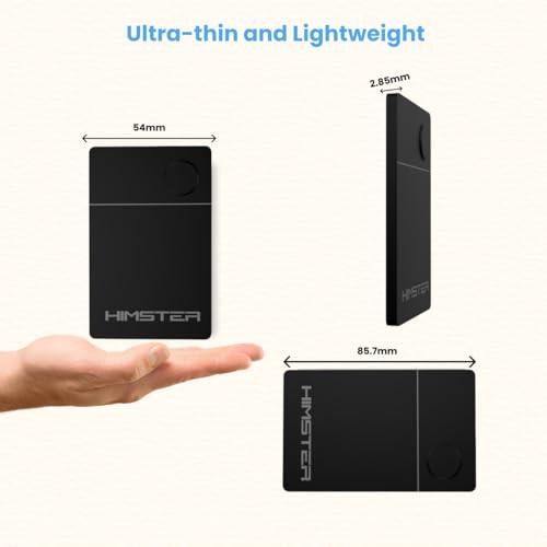 Image of Himster Smart Card Tracker for Android | No SIM Needed | Anti-Lost & Loud 75dB Alert | Ultra-Thin 2.85mm Item Finder-Wallets,Bags,Laptops, Tablets|3 Month Wireless Rechargeable Battery(Black)