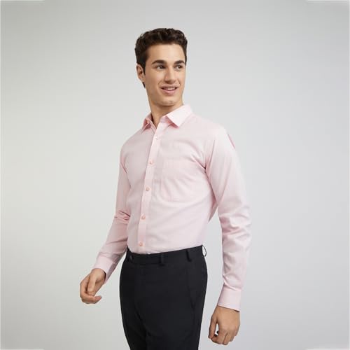 Image of Raymond Men Cotton Slim Fit Structure Pattern Semi Cut Away Collar Formal Shirt