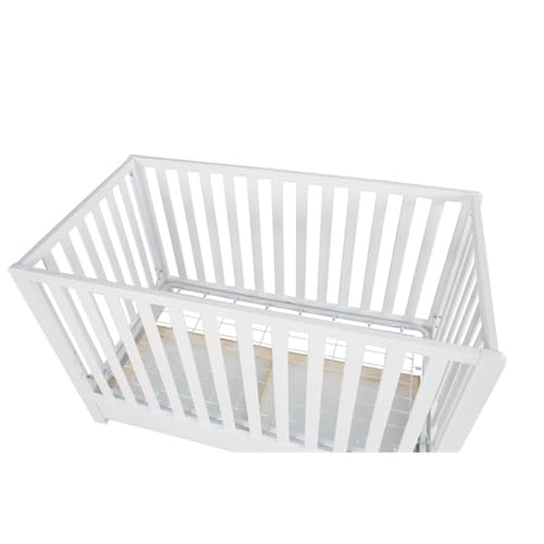 Image of Pemberly Row Contemporary 4-in-1 Convertible Crib with Drawer, Sustainable Pine Wood, White Finish, Adjustable Mattress Height, Modern Nursery Furniture, Converts to Toddler Bed, Daybed, Full-Size Bed