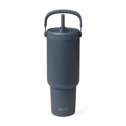 Image of Ello Oasis Go+ 32oz Tumbler with Top Handle and Retracting Straw | Reusable Insulated Stainless Steel Cup, 100% Leakproof Water Bottle, 24 Hours Cold, Cup Holder Friendly For Travel | Horizon