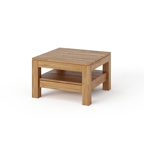 Kiki Design Table basse en chêne, largeur 70 cm, en bois massif avec 1 tiroir, salon