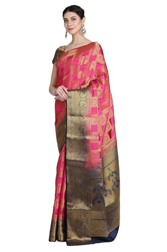 Image of Women's Banarasi Silk With Jacquard Print Saree With Blouse