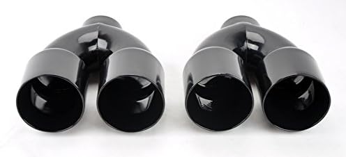 Dual 4" Quad Style Gloss Black Stainless Exhaust Tips for Audi S5 2008-2016
