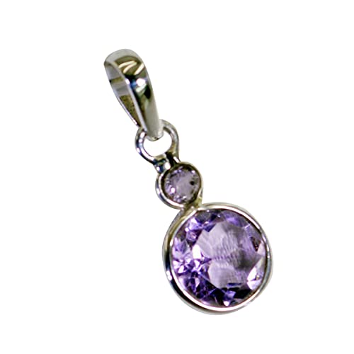 Pendentif améthyste violette argent 925 réglable à monture multi-lunette stable