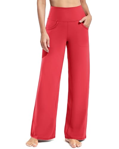 Image of Promover Wide Leg Pants Woman Yoga Pants with Pockets Stretch Loose Casual Lounge Sweatpants Petite /Regular /Tall