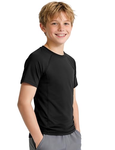 Image of Somaibo Boys Compression Shirt Athletic Football Short Sleeve for Kids | Youth Basketball Baseball Undershirts Quick Dry Sports Base Layer T-Shirt