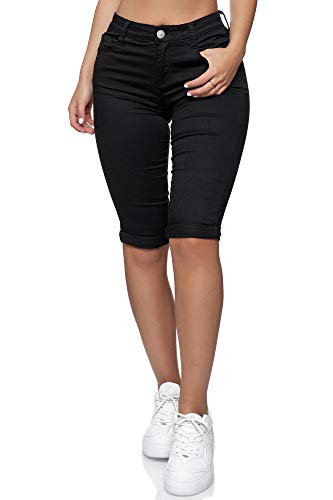 Elara Damen 3/4 Jeans Push Up Capri Chunkyrayan HB2581 Black-44 (2XL)