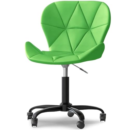 Image of Amazon Brand - Umi Home Swivel Height-Adjustable Faux Leather Office Computer Study Desk Chair for Salon, Spa in Light Green Color