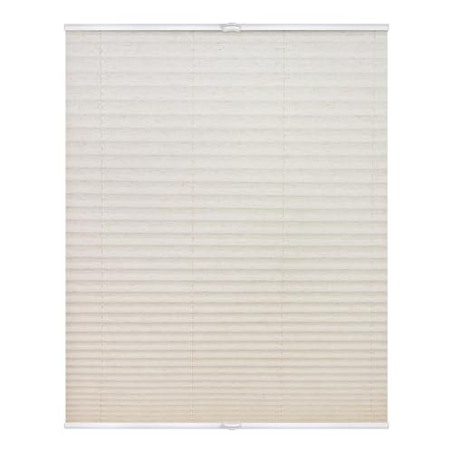 Lichtblick Plissee Klemmfix, ohne Bohren, verspannt, lichtdurchlässig, Blickdicht, Uni, mit eleganter Crushed Optik 90 cm x 210 cm (B x L), Natur