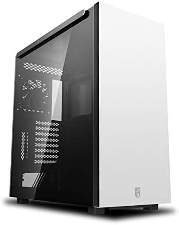 DEEPCOOL MACUBE 550 WH Full-Tower Case Concise Design Tempered Glass and Magnetic Panel 0.8mm SGCC Steel Dragon Ventilation Holes - White
