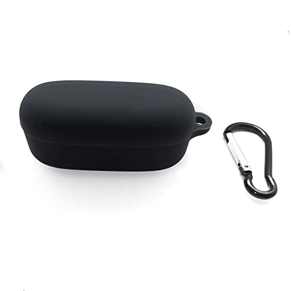 Protective Soft Silicone Case Cover with Hook Compatible with bAot Airdope 121 / 121V2 (Cover Only) (Black)
