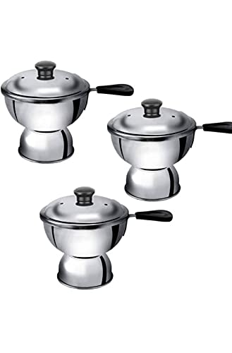 Chiratta Puttu Maker Stainless Steel, Use with Pressure Cooker, Silver - 3 Set Stainless Steel Chiratta Puttu Maker, Chiratta Maker with Handle Use with Pressure Cooker Puttu Kutti Puttu Steamer Puttu Cooker Silver, Make in India