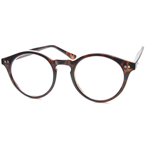 Óculos de sol vintage com lentes transparentes, pequenos círculos, redondos, Dark Tortoise, One-Size