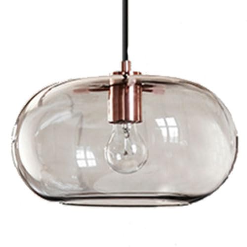Plafonnier à tête unique en verre soufflé et finitions industrielles de salon