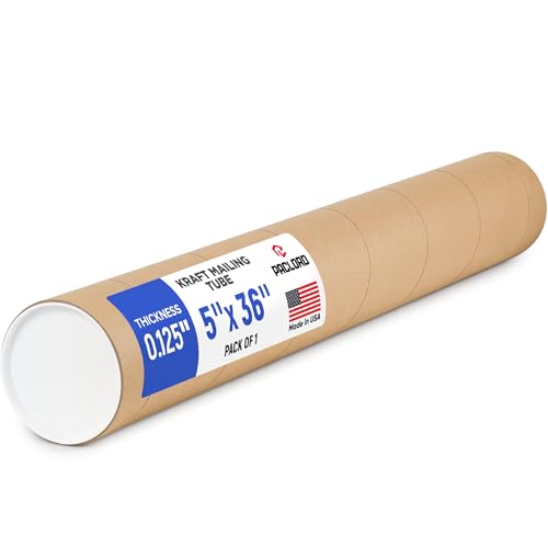 Tube d'expédition en papier kraft 12,7x91,4 cm avec 2 capuchons pour envoi d'affiche