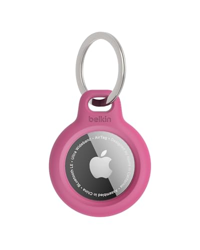 Belkin AirTag Hülle mit Schlüsselanhänger (Secure Holder Schutzhülle für Air Tag, Accessoire mit Kratzschutz) – Pink