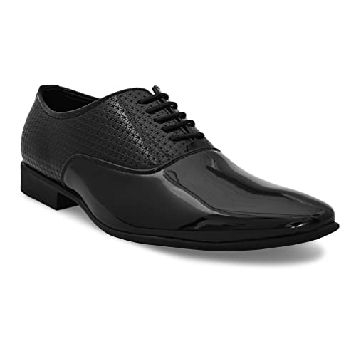 Image of San Frissco Textured Formal Oxfords Faux Leather Upper Cushioned Footbed | Comfortable Fashionable Stylish Flexible for Men