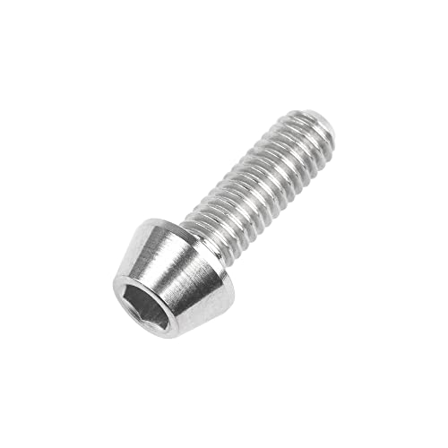Image of Titanium Ti DIN912 M4 8 10 12 15 20mm Tapered Head Hex Bolts Bicycle Screws Pack of 6 (Silver, M4x12mm)