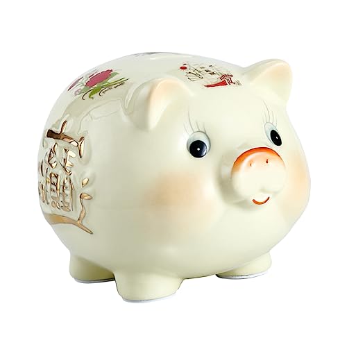 HONITANO Salvadanaio Divertente Per Studenti in Ceramica Design Forma Di Maiale Barattolo Per Monete Per Ingresso e Cameretta Aiuta Sviluppare Buone Abitudini Di Risparmio