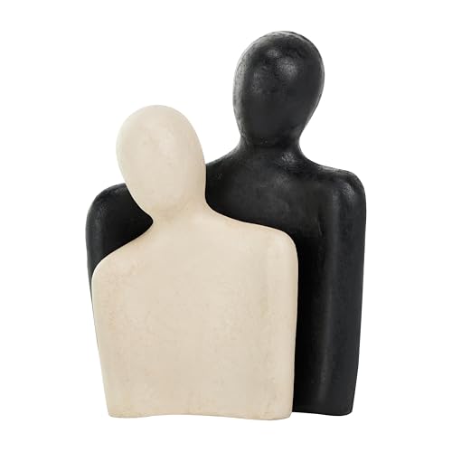 Set de 2 estatuas decorativas de papel maché crema y negro miniatura 1