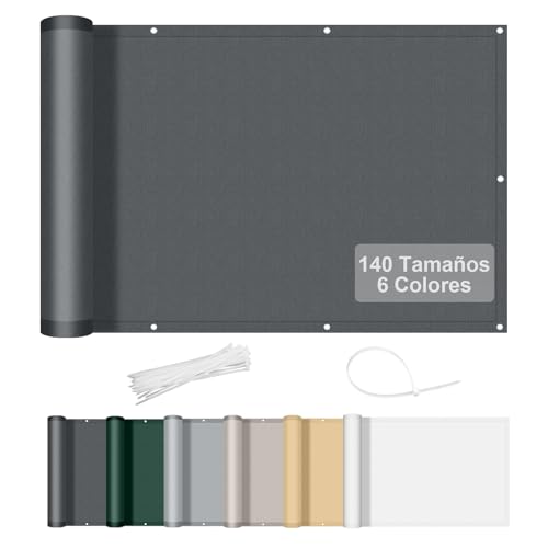 AXT SHADE Tamaño Personalizado Pantalla Privacidad Balcón 1.1x4m Impermeable Ocultacion Balcon Protección Viento y Los Rayos UV con Ataduras de Cables para Exterior Terraza-Antracita