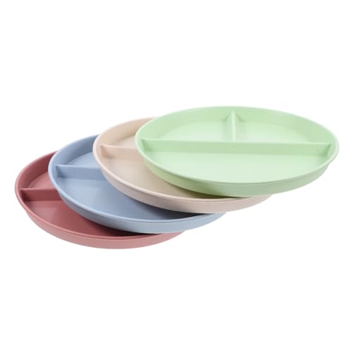 PRETYZOOM 4pcs Divided Serving Plate Reusable Appetizer Tray Multi Functional Food Dish Compartment Serving Platter for Portion Control for Adults Microwave Safe