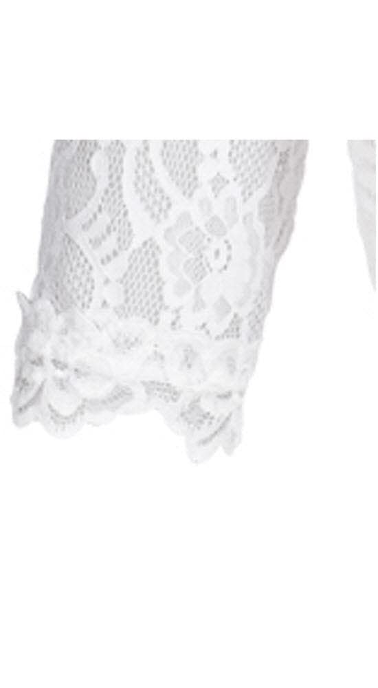 Nübler Dirndlbluse Damen Laura - Kurzarm Trachtenbluse mit Spitze & V-Ausschnitt - Weiß, Elegante Tracht im Landhaus Stil - Hochwertige Qualität, formbeständig & angenehm