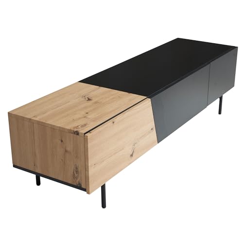 FineBuy Lowboard Schwarz 150x40x40 cm TV-Kommode, Design TV-Schrank...