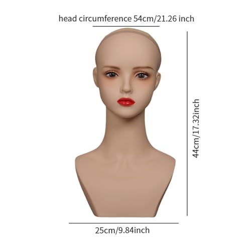 Zialofi Cabeça de manequim feminina com ombro, cosmetologia, estilo, cabeça de manequim multiuso par