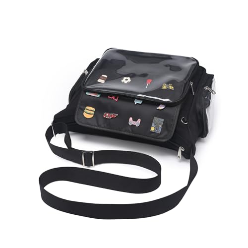 Image of Canvas Ita Bag Crossbody Shoulder Bag Kawaii Purses and Handbags with Anime Pins Display Medium