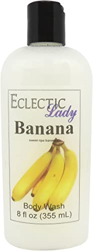 Eclectic Lady Liquid Pearl Body Wash - Banana Scent 3-in-1 Use For Bubble Bath, Hand Soap & Body Wash, Phthalate-Free Banana Fragrance, Handcrafted in USA (8 oz)