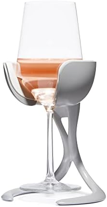 VoChill Stemmed Wine Glass Chiller | Keep the Chill Without Giving Up Your Glass | New Wine Accessory | Separable & Refreezable Chill Cradle | Actively Chills Stemware | Stone, Single VoChill