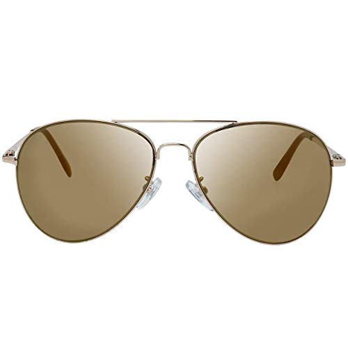 Image of The Fresh Classic Aviator Sunglasses for Men Women, Metal Frame Mirror Lens, Pilot Style, Includes Cleaning Cloth, Pouch