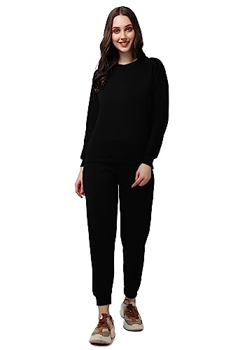 Image of Women's Full Sleeves Round Neck Winter wear Casual Fit Sweatshirt and Jogger Set Cotton Stretchable Comfort Fit and Warm for Cold Season for Everyday Winter Season Wear