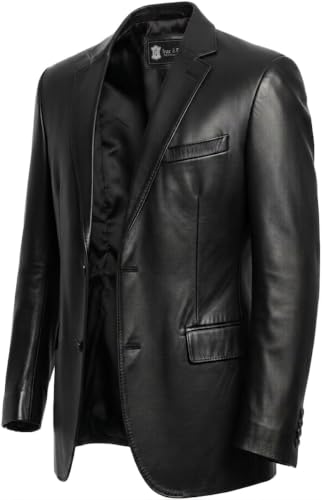 Image of Isaac & David Chicago Lambskin Genuine Casual Wear Leather Blazer Sport Coat Classic Button Closure for Men 2 Button Coat
