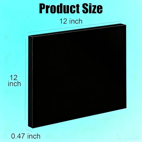 Image of HDPE Sheet 1 /2-2PCS 12 inch x 12 inch High Density Polyethylene Sheets with Protective Film 1 /2 Thick HDPE Plastic Sheet Board Solid Plastic Block for Flat Panel DIY Projects Machining Home (Black)