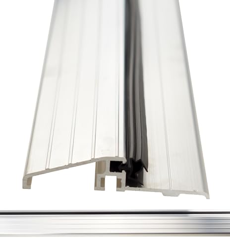 FEINZ Türdichtung aus Aluminium, Übergangsprofil 93 cm, Robuste Türleiste mit schwarzer Dichtung, Zuschneidbar & einfach zu montieren, Ideal für Innen- & Außentüren