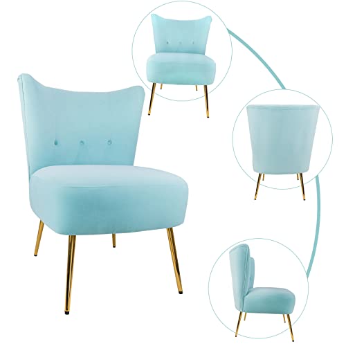 Attica Modern Accent Chair, Mid-Back Single Sofa Chair With Thick Cushion, Armless Side Chair For Living Room Weight Capacity 300 Lbs Metal Legs #TOP6