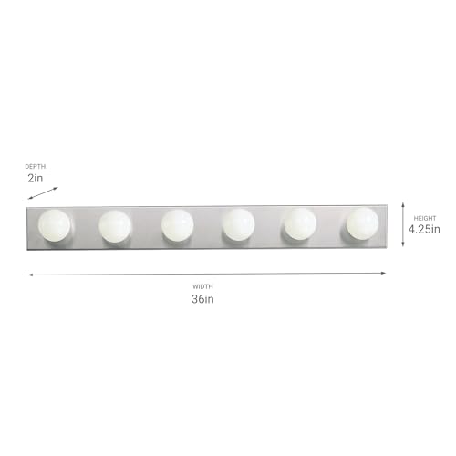 Image of Kichler 626NI 36 inch Bath Bar 6-Light Vanity Light Fixture with Brushed Nickel Finish for Bathroom over Mirror, Traditional Style Lighting (36 inch L x 4.25 inch H), 626NI