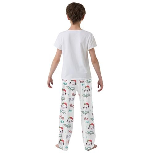 ZZXXB Merry Christmas Alpaca Hoho Boys Long Pants Soft Trousers Elastic Waist Kids Lounge Bottoms with Pockets S-XL3
