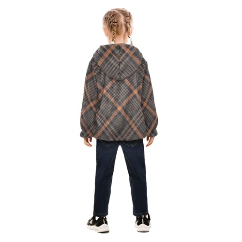 GuoChe Scotland Plaid Brown Orange Boys Fall Fleece Jacket4