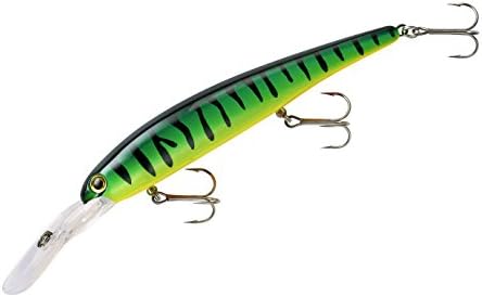 Band-It Walleye Deep Minnow Jerkbait Fishing Lure, Fishing Accessories, Dives ro 27-feet Deep, 4 3/4", 5/8 oz, Fire Tiger, (BDTWBD220)