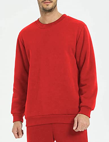 Yeokou Mens Fashion Warm Fleece Crewneck Sweatshirt Thick Sherpa Lined Pullover Tops 5