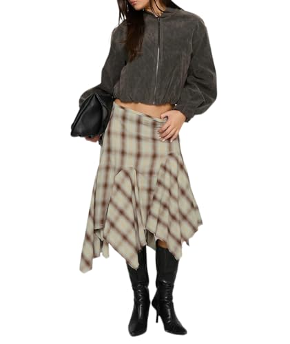 Plaid Skirt High Waist Ruffle