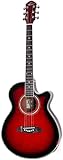 Oscar Schmidt 6 String OG10CE Cutaway Acoustic-Electric Guitar Trans, Right, Flame Transparent Red (OG10CEFTR-A)