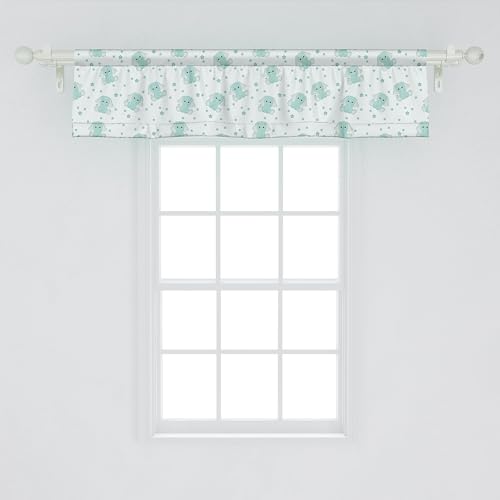 Ambesonne Animal Window Valance, Animal Characters with Long Ears and Daisy Blossoms Cartoon Style Art, Curtain Valance for Kitchen Bedroom Decor with Rod Pocket, 42